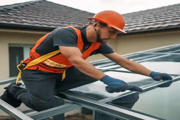 Instalação de cobertura de vidro