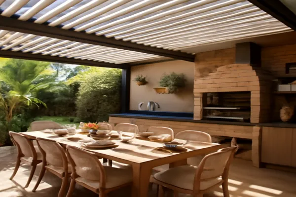 Área gourmet com telhado retrátil