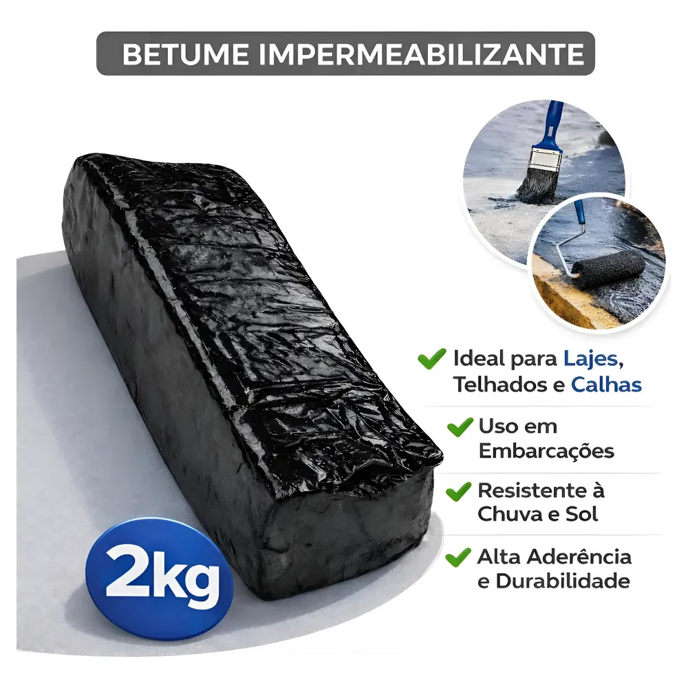 Betume Piche Asfalto  Veda Laje Embarcação 2kg Pillartech