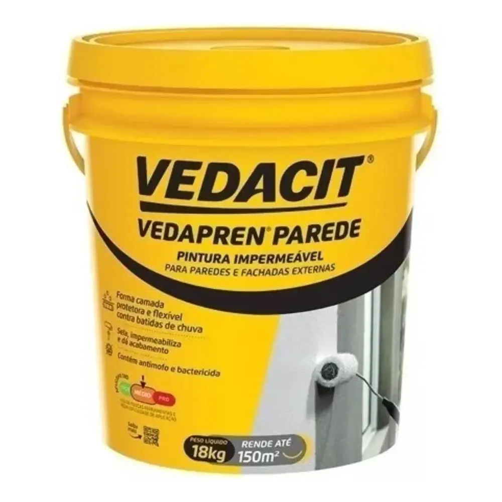 Vedapren Parede Branco 18kg Vedacit Tinta Impermeabilizante Elástica