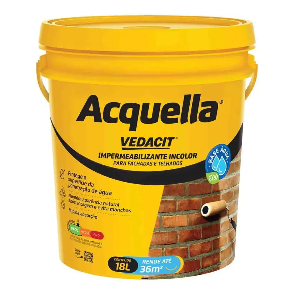 Vedacit 18l Impermeabil Incolor Fachada Telhado Acquella
