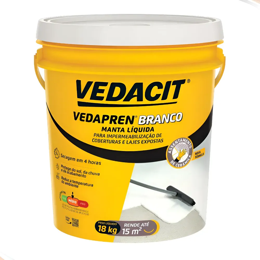 Manta Líquida Impermeabilizante Branca Vedapren Laje Telha