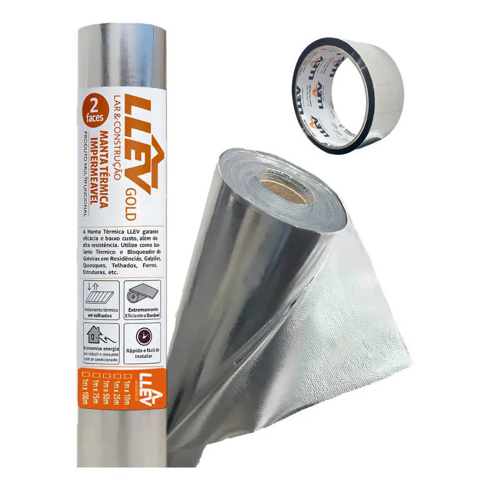 Manta Térmica Dupla Face 50m² 2 Faces Aluminizadas Isolamento Teto LLEV