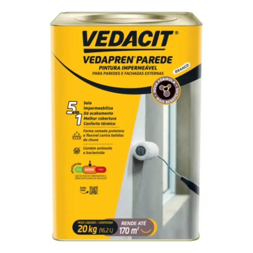 Impermeabilizante Vedacit Vedapren Branco Parede Externa 20kg Resistente